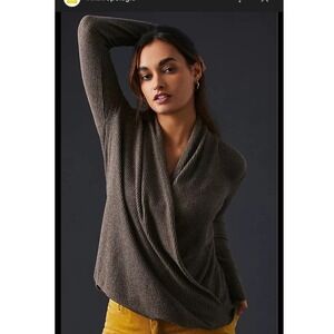 Daily Practice by Anthropologie‎ Gray Cross-Front Knit Top Women's 1X